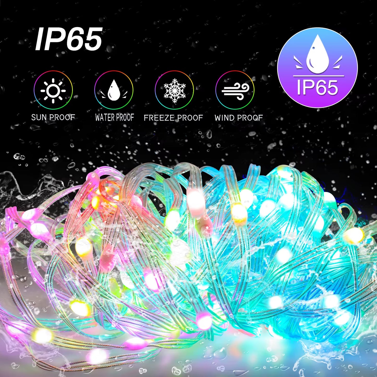 WS2812B LED String Light BT RGB Christmas Lights Party 5M 10M Music APP RGBIC Dream Color Addressable Individually USB 5V Power