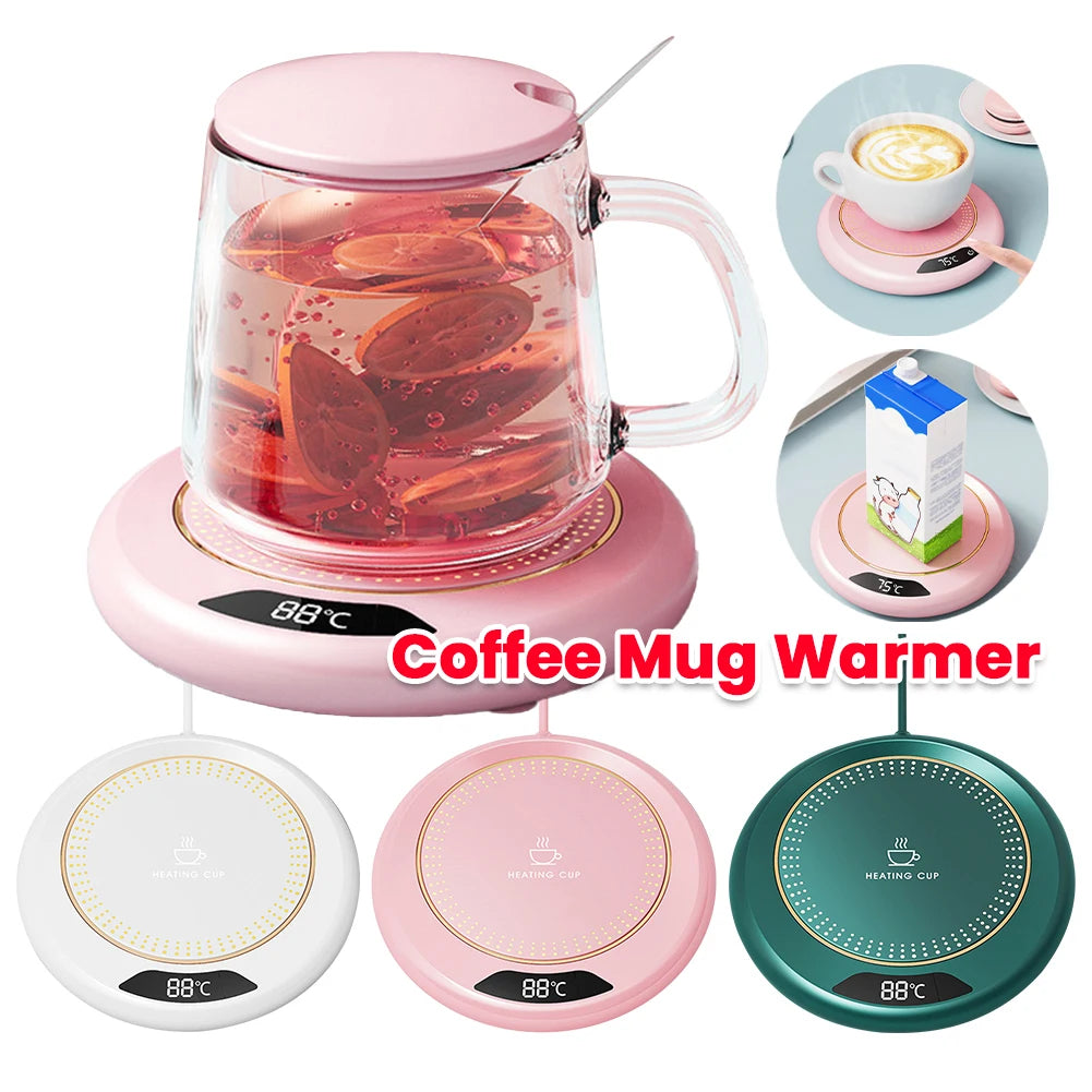 Coffee Mug Warmer 3 Temperature Setting Heating Plate Auto Shut off Portable Cup Warmer USB Plug for Travel Office Desk Home Use