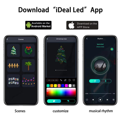 WS2812B LED String Light BT RGB Christmas Lights Party 5M 10M Music APP RGBIC Dream Color Addressable Individually USB 5V Power