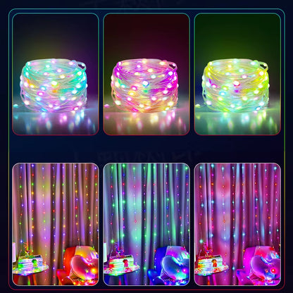 WS2812B LED String Light BT RGB Christmas Lights Party 5M 10M Music APP RGBIC Dream Color Addressable Individually USB 5V Power